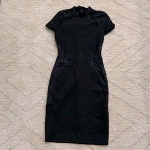 Marciano Los Angeles Black Fitted MIDI Dress Size S